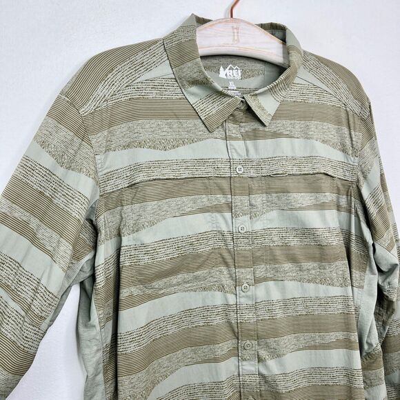 REI Womens Sahara Hiking Button Up Long Sleeve Shirt XL Fishing Outdoor Pockets - Picture 2 of 7